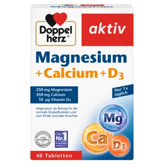 Abbildung der Produktverpackung Doppelherz aktiv Magnesium + Calcium + D3 Frontansicht